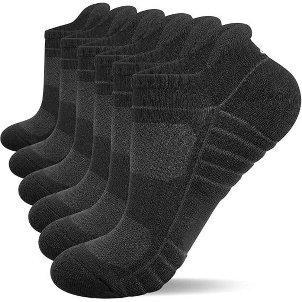 Set of 6 MSRP $20 Lapulas Men's & Women's M Black Athletic Running Ankle Socks